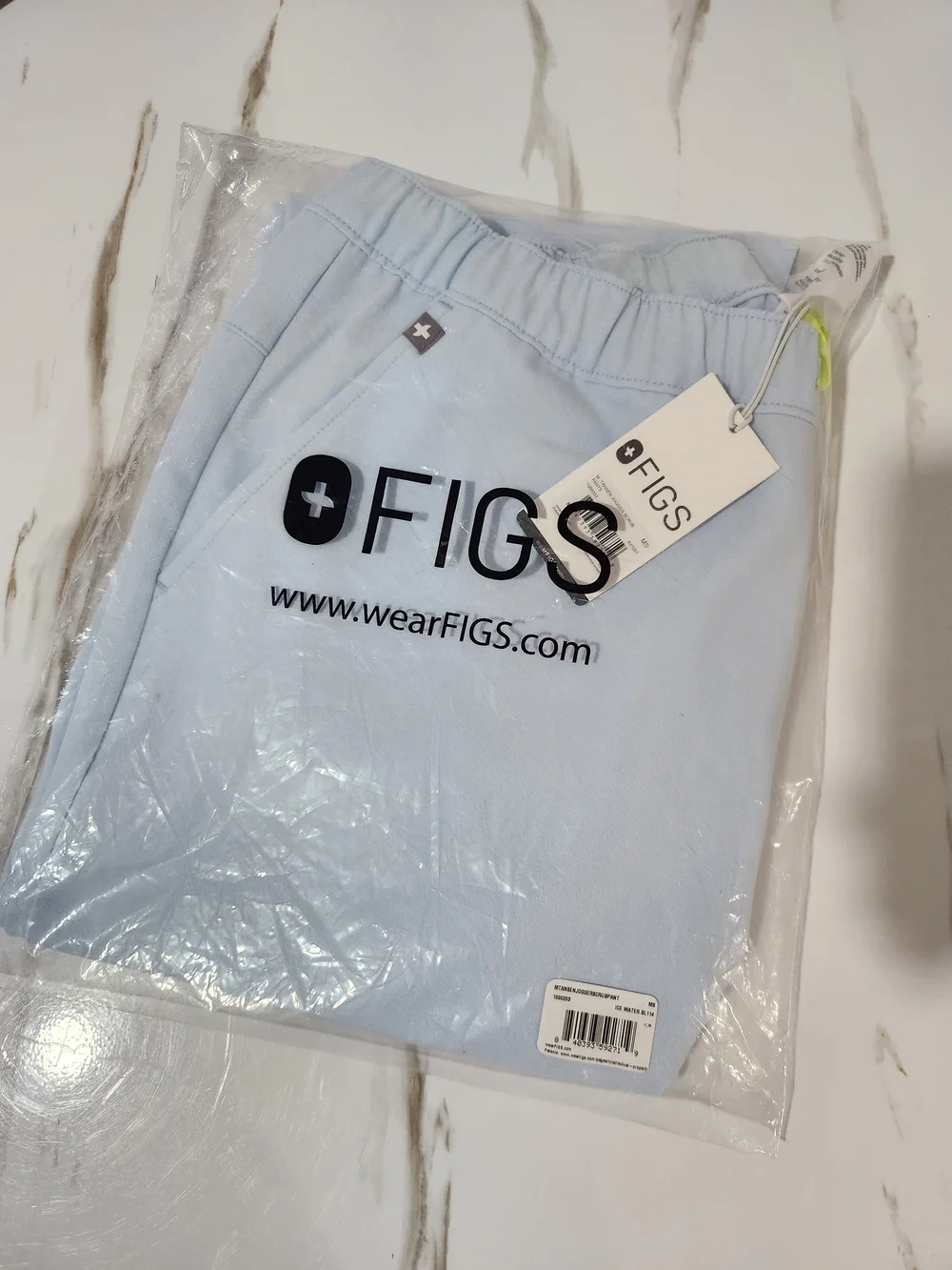 FIGS Men Sky Blue w Green Drawstring Tansen Jogger Scrub Pants